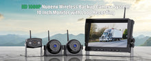 Load image into Gallery viewer, Nuoenx 10" Wireless Backup Camera System for Truck, HD 1080P Digital Back Up Camera System with 10 Inch Quad Split Loop Recording Monitor, IP69K Waterproof Reversing Cameras for RV, Trailer (W103)