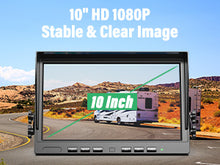Load image into Gallery viewer, Nuoenx 10" Wireless Backup Camera System, HD 1080P Digital Rear View Side View Cameras 10 Inch Quad Split Loop Recording Monitor for RV, Trailer, Truck, IP69K Waterproof IR Night Vision Cameras (W104)