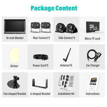 Load image into Gallery viewer, Nuoenx 10" Wireless Backup Camera System, HD 1080P Digital Rear View Side View Cameras 10 Inch Quad Split Loop Recording Monitor for RV, Trailer, Truck, IP69K Waterproof IR Night Vision Cameras (W104)