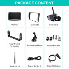 Load image into Gallery viewer, Nuoenx Wireless Backup Camera, HD 1080P 2 Digital Rear View Back Up Camera Systems 7 Inch Monitor for Truck, RV, Semi-Trailer, 2 Mounting Brackets, Easy Installation (W702)