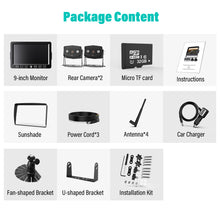 Load image into Gallery viewer, Nuoenx Wireless Backup Camera, 9 Inch HD 1080P Loop Recording Monitor with 2 Rear View Camera System for Cars, Trucks, RV, Trailers, IP69K Waterproof 152° View Camera, Stable Wireless Signal (W902)