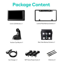 Load image into Gallery viewer, Nuoenx Wireless Backup Camera for RV, Split Screen 5 Inch HD Monitor W/ Wireless License Plate Backup Camera & Wireless Rear View Camera, IR Night Vision Waterproof Camera for RV, Trailer, 5th wheel (W2W5MBX)