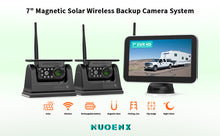 Load image into Gallery viewer, Nuoenx 7-inch Magnetic Solar Wireless Backup Camera System, Rechargeable Battery Reverse Camera with Loop Recording Monitor for RVs, Trucks, Trailers (CX702)
