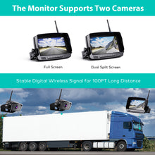 Load image into Gallery viewer, Nuoenx Wireless Backup Camera, HD 1080P 2 Digital Rear View Back Up Camera Systems 7 Inch Monitor for Truck, RV, Semi-Trailer, 2 Mounting Brackets, Easy Installation (W702)
