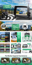 Load image into Gallery viewer, Nuoenx Wireless Backup Camera, 7 Inch Monitor Rear View Camera System for RV, Trailers, Trucks, 5th Wheels, Support 2 Cameras, IP69 Waterproof 18 LED IR Night Vision 152° View Camera, DIY Guide Lines (W71)
