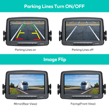 Load image into Gallery viewer, Nuoenx Wireless Backup Camera, 7 Inch Monitor Rear View Camera System for RV, Trailers, Trucks, 5th Wheels, Support 2 Cameras, IP69 Waterproof 18 LED IR Night Vision 152° View Camera, DIY Guide Lines (W71)
